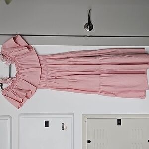 Blush Pink Off-Shoulder Midi Dress